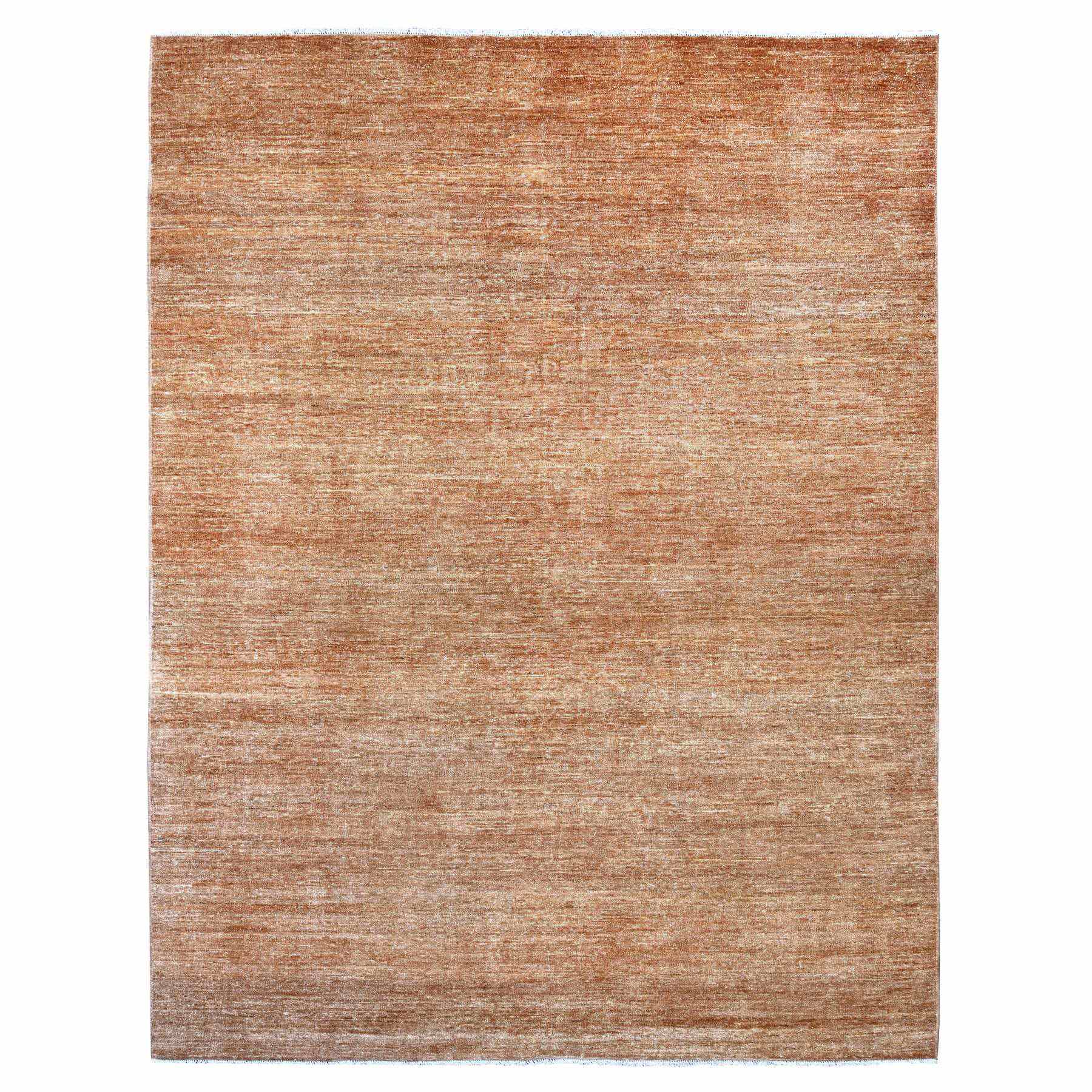 9'x11'7" Copper Brown, Plain Solid Pattern, Hand Spun Ghazni Wool, Hand Knotted, Lush and Plush, Oriental Rug 